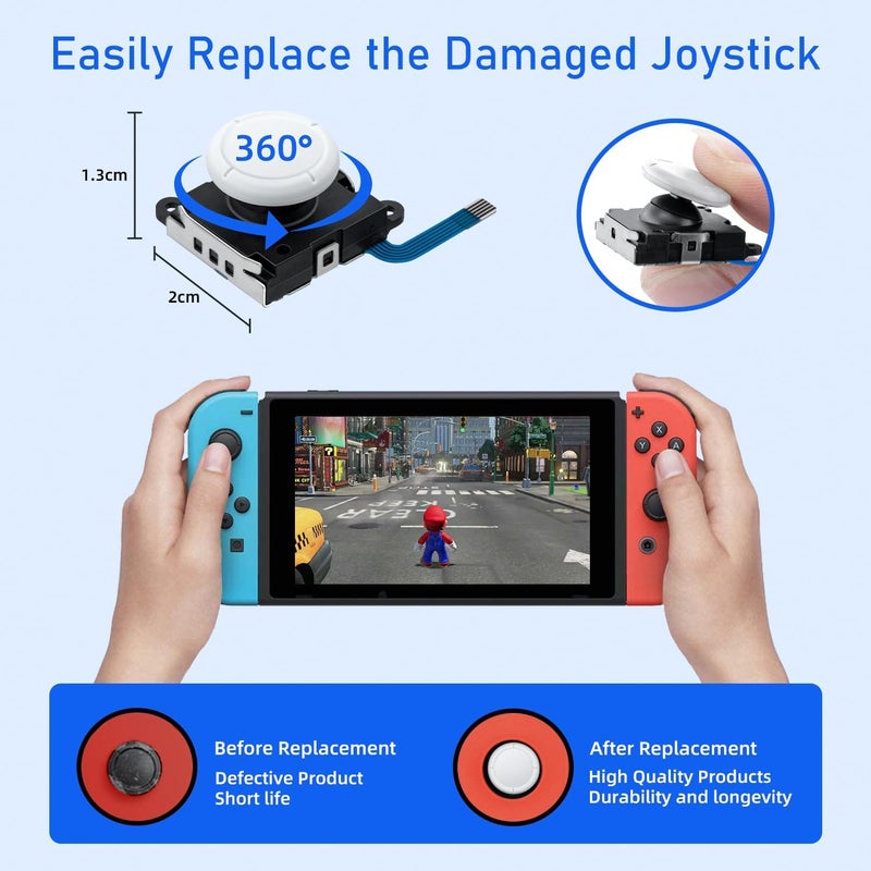 Wigearss Replacement Analog Joystick for Nintendo Switch, Switch OLED, Switch Lite, Joystick Repair Kit with Tools,+&Y-Screwdriver, Pry Tool, Tweezer Kit Fix Joy-Con Drift - White - Image 5